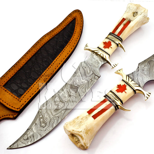 Damascus Steel Bowie with Camel Bone Handle