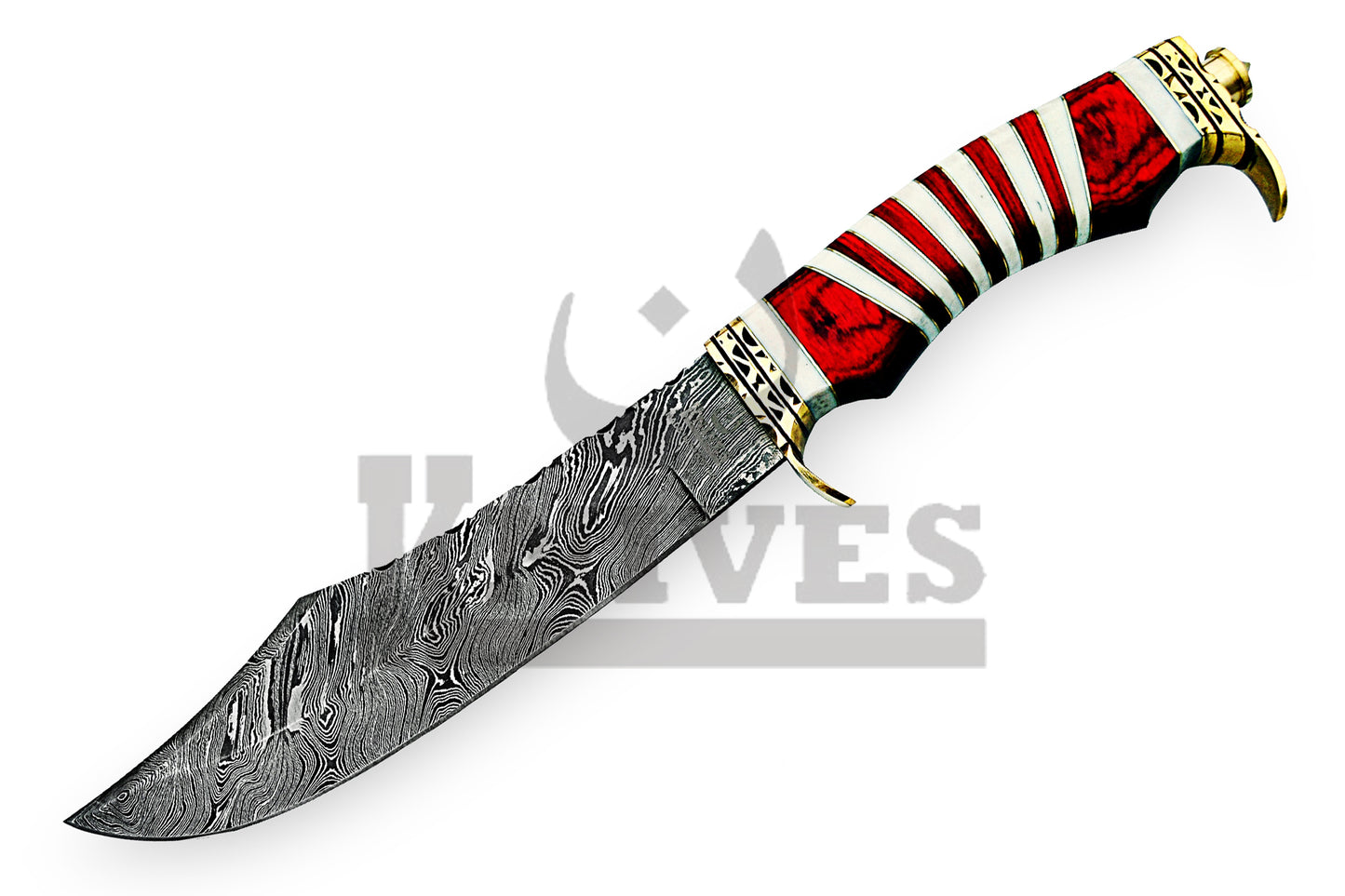 Damascus Steel Shamshir Bowie knife with Pakka Wood Handle