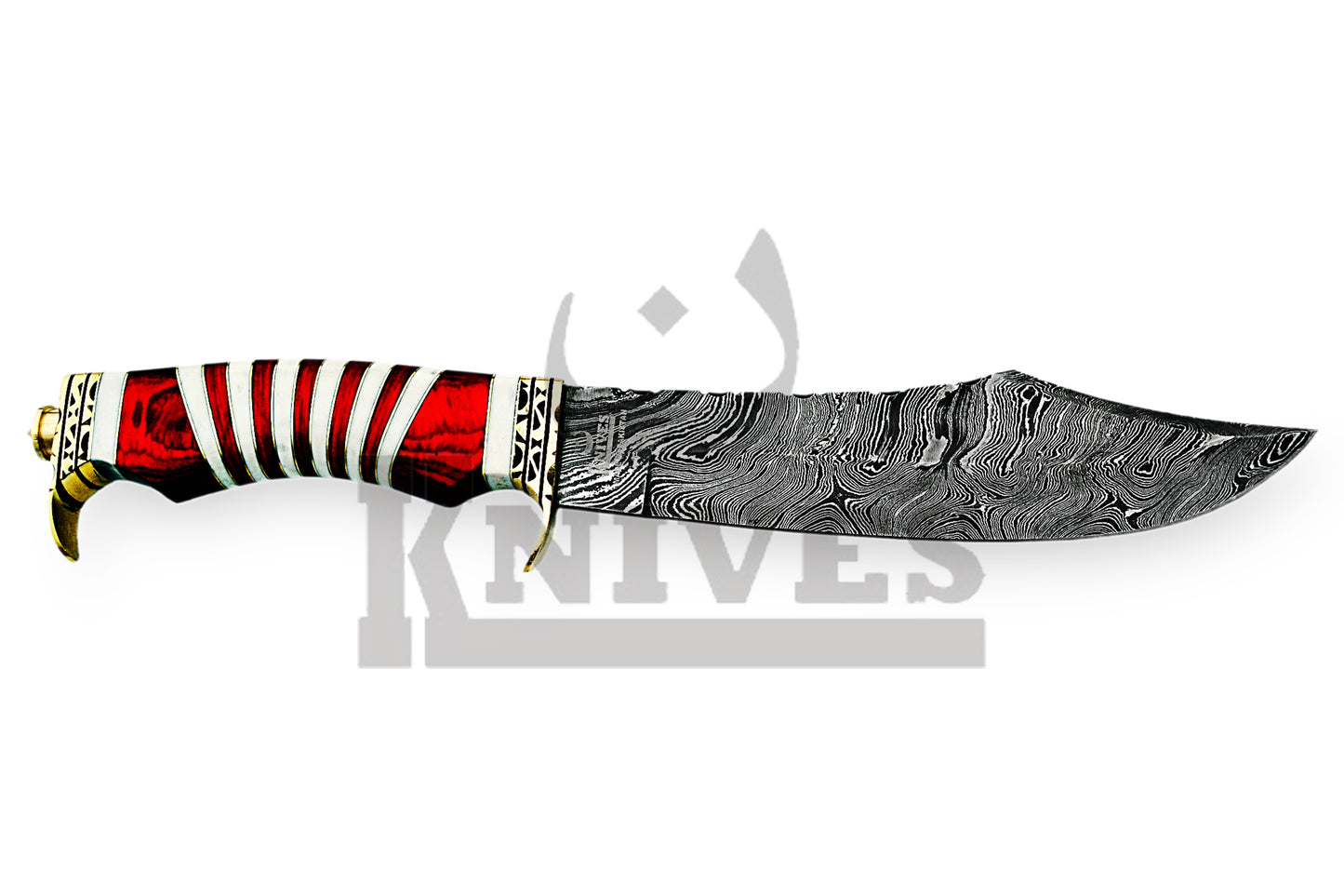 Damascus Steel Shamshir Bowie knife with Pakka Wood Handle