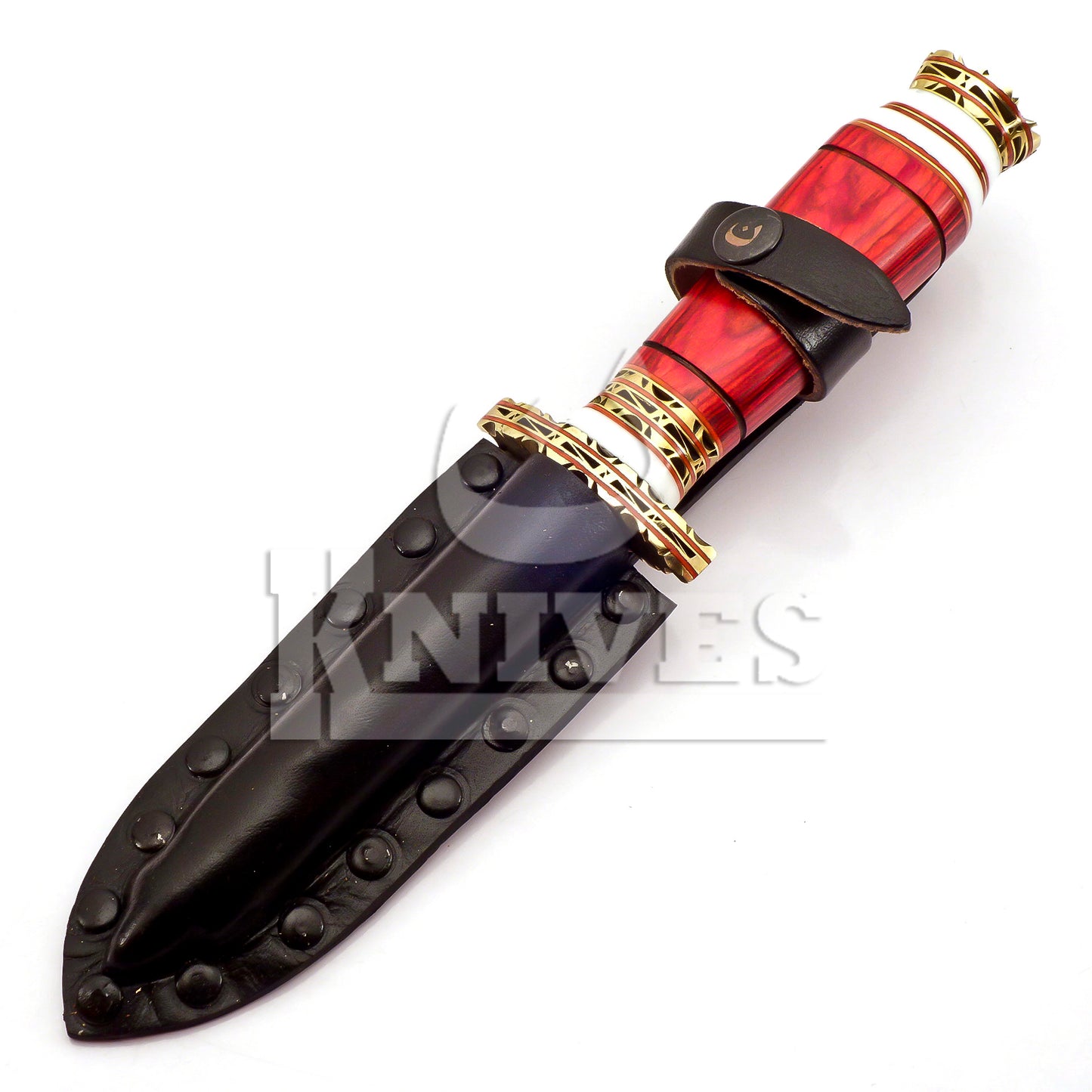 Damascus Steel Kris Dagger with Red Pakka Wood Handle