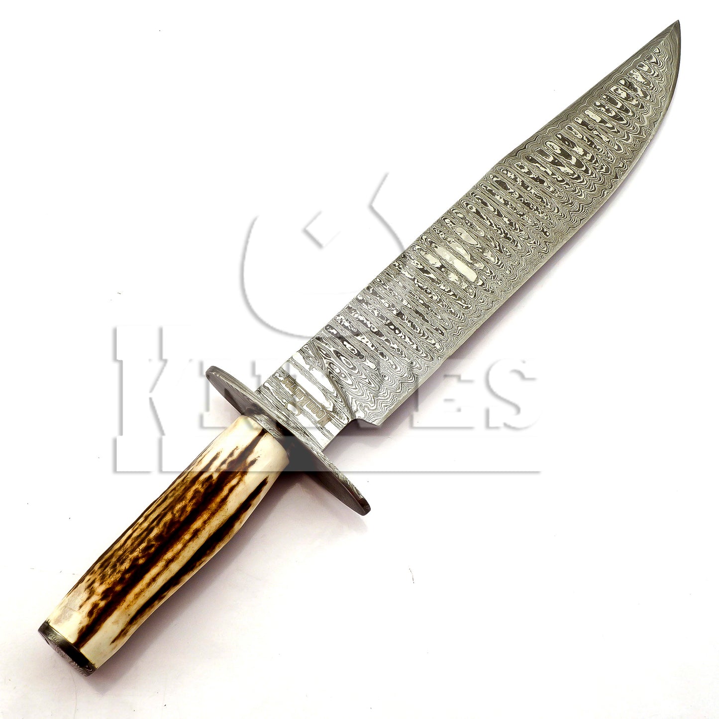 Damascus Steel Bowie with Stag Horn handle