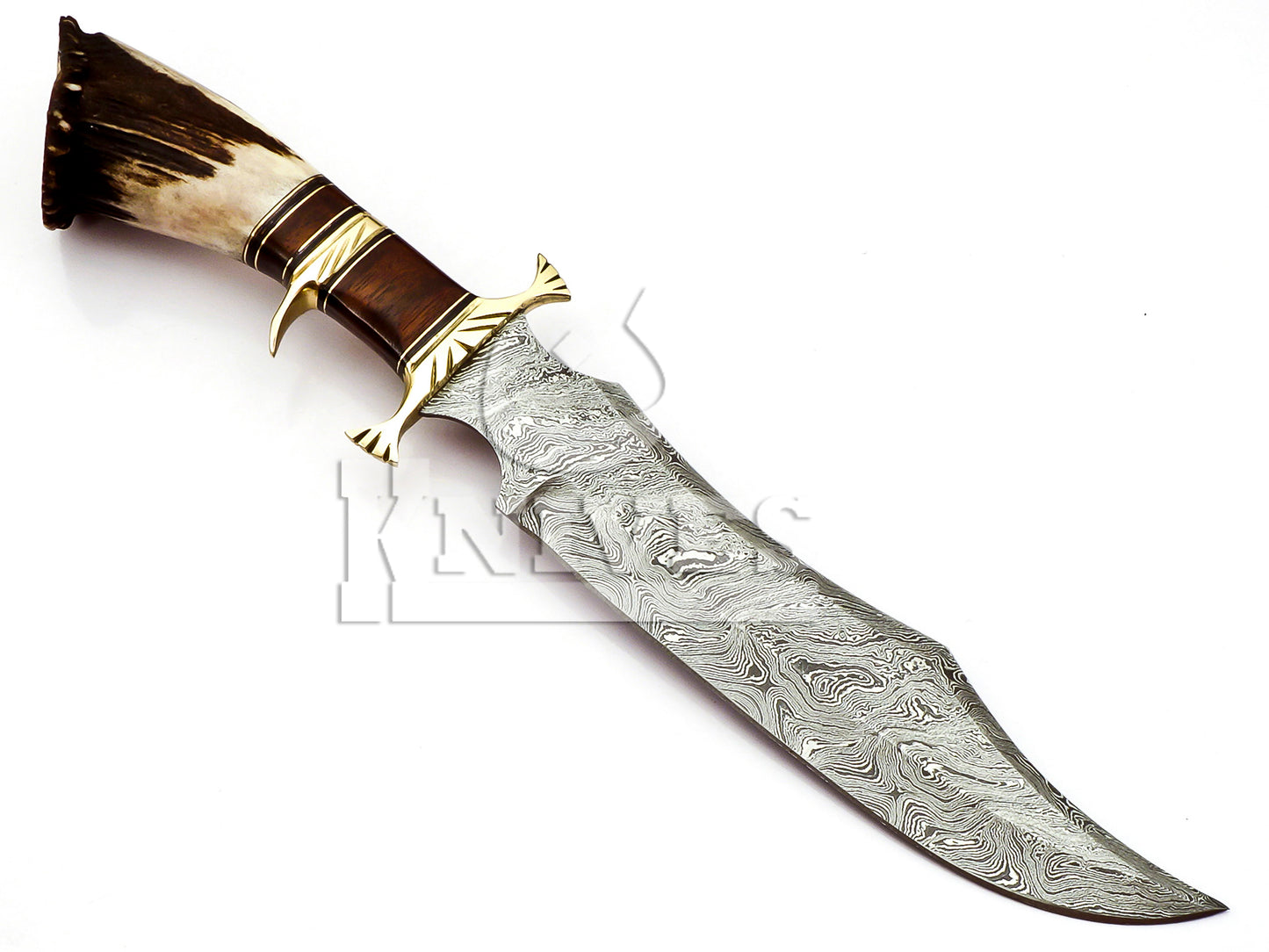 Damascus Steel Bowie with Stag Horn Handle