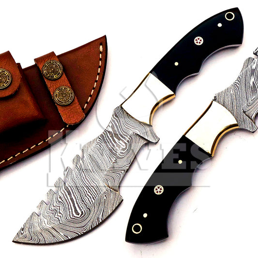 Damascus Steel Survival Tracker with Wood Handle
