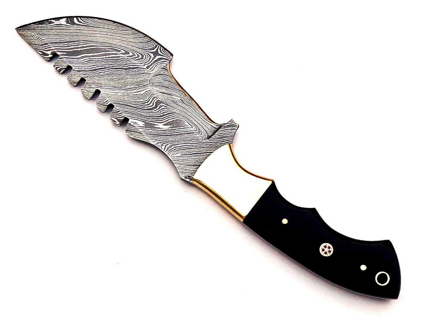 Damascus Steel Survival Tracker with Wood Handle