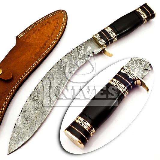 Damascus Steel Kukri knife with Black resin Handle