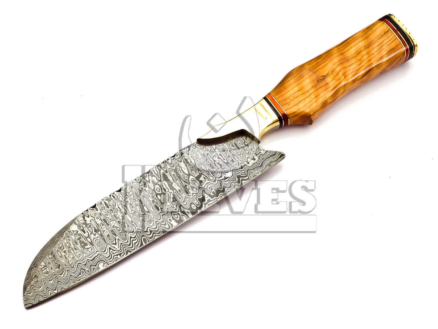 Damascus Steel Chef Knife with Olive Wood Handle