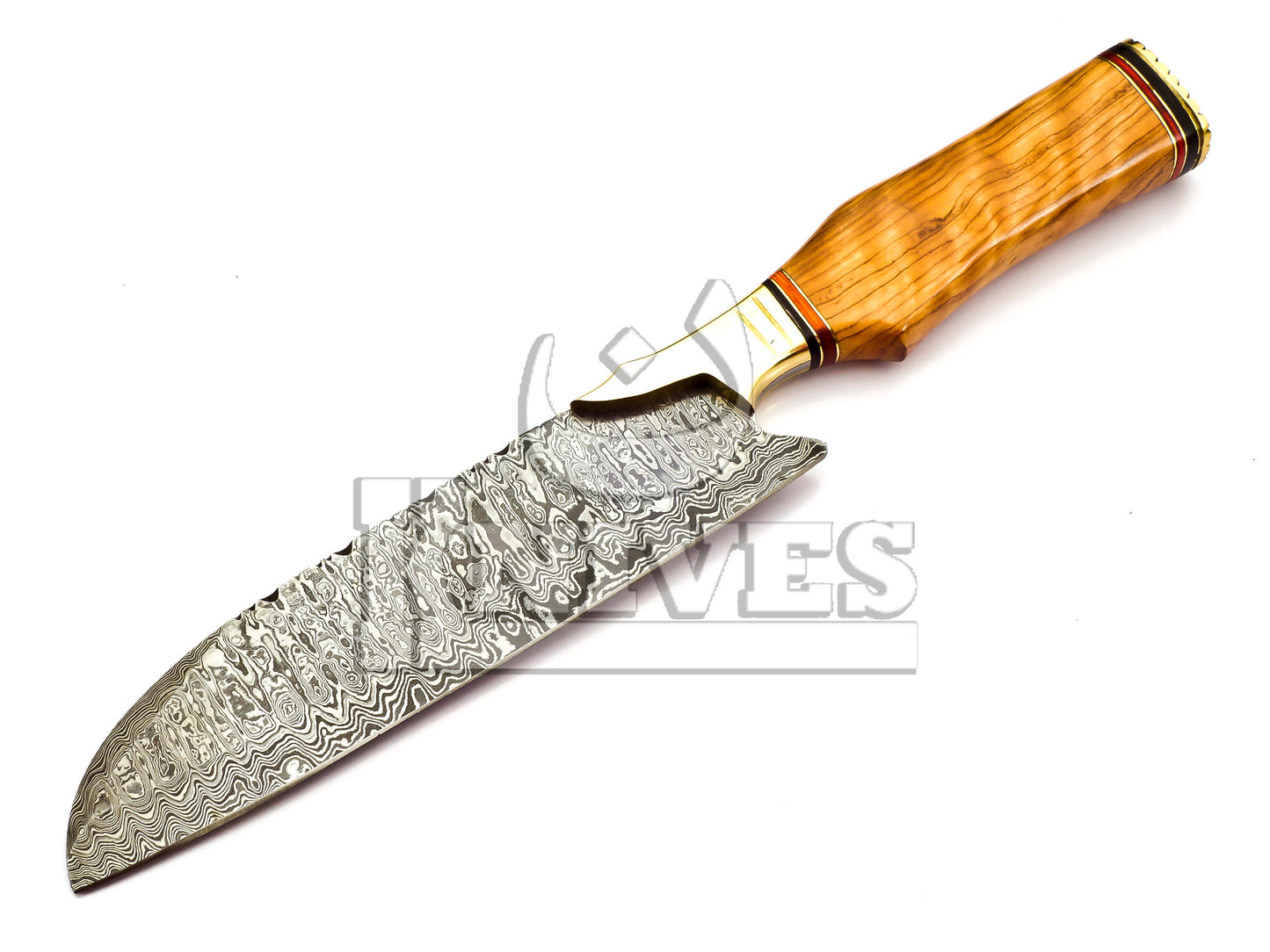 Damascus Steel Chef Knife with Olive Wood Handle