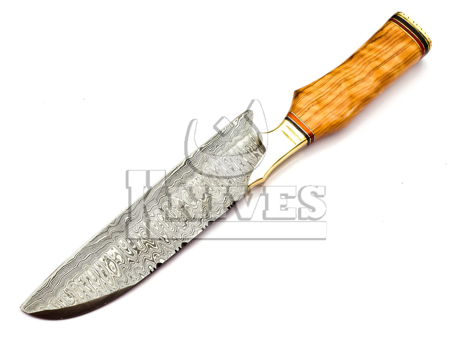 Damascus Steel Chef Knife with Olive Wood Handle