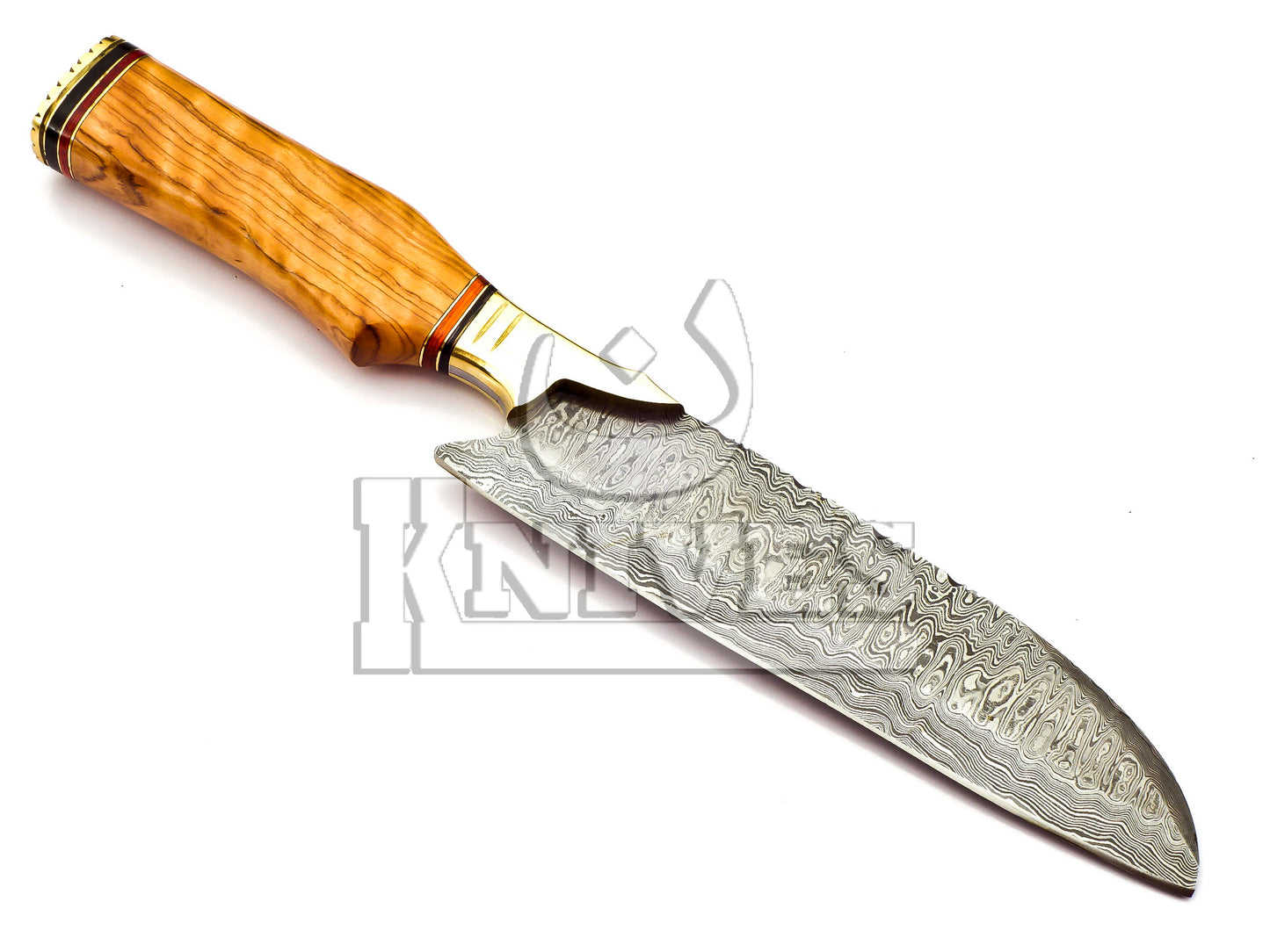 Damascus Steel Chef Knife with Olive Wood Handle