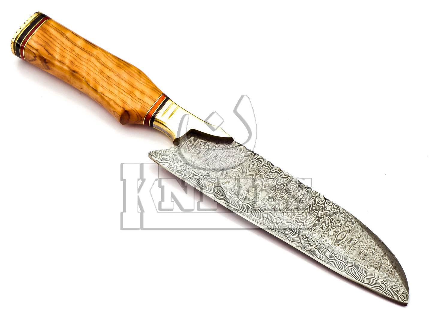 Damascus Steel Chef Knife with Olive Wood Handle