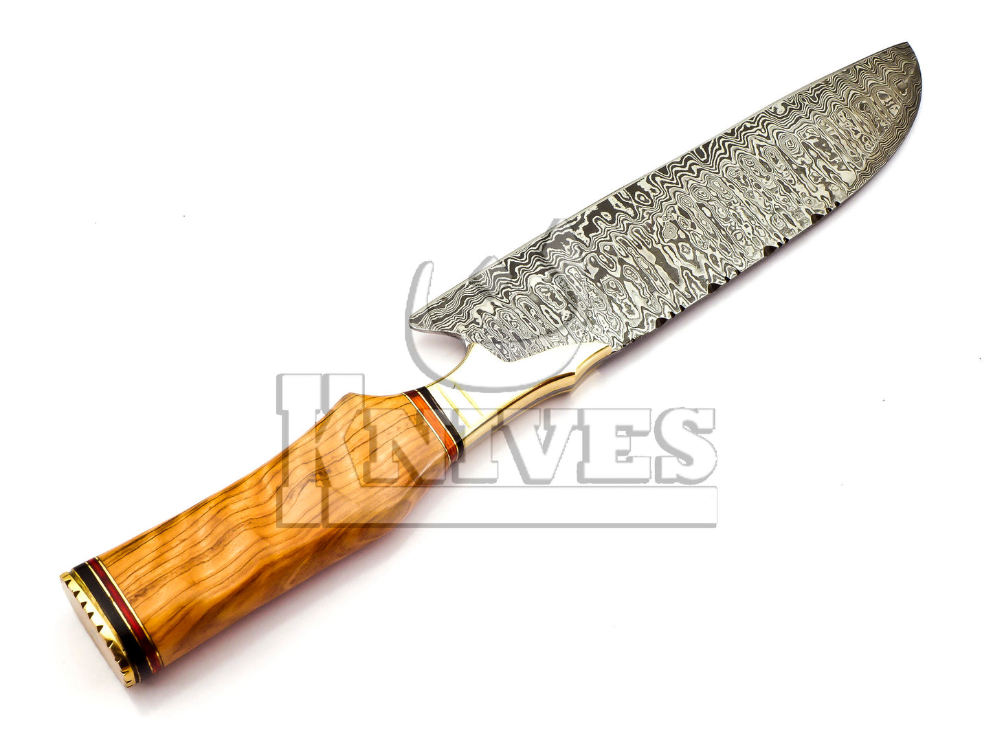 Damascus Steel Chef Knife with Olive Wood Handle