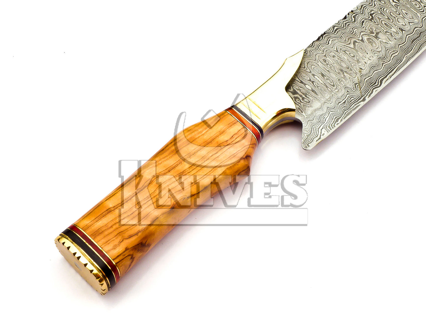 Damascus Steel Chef Knife with Olive Wood Handle