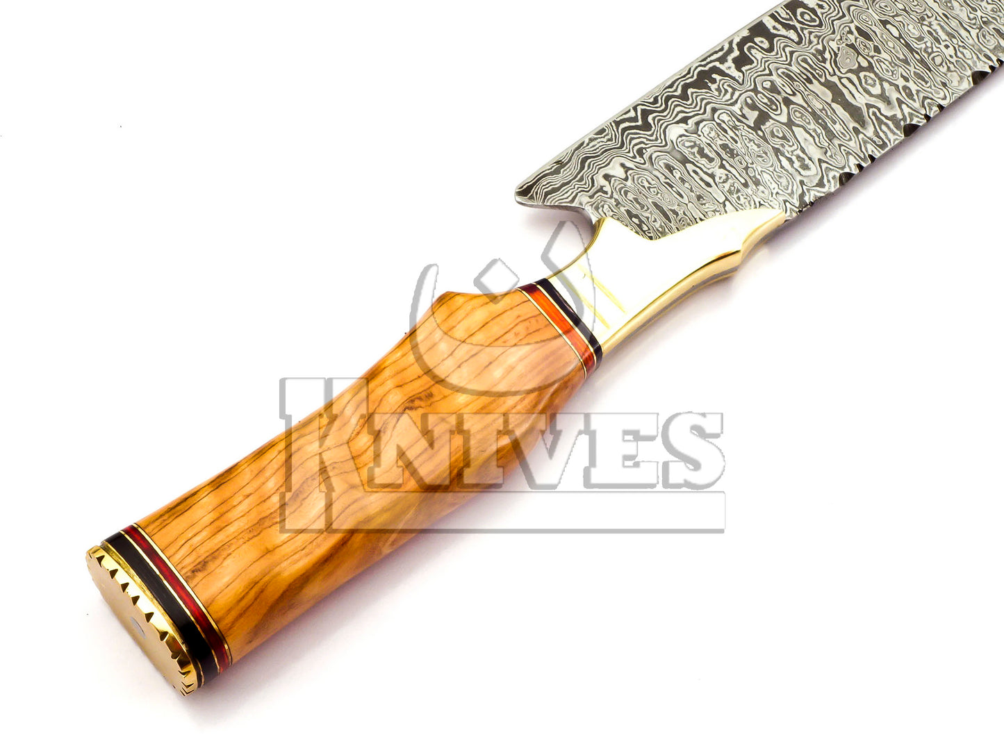 Damascus Steel Chef Knife with Olive Wood Handle