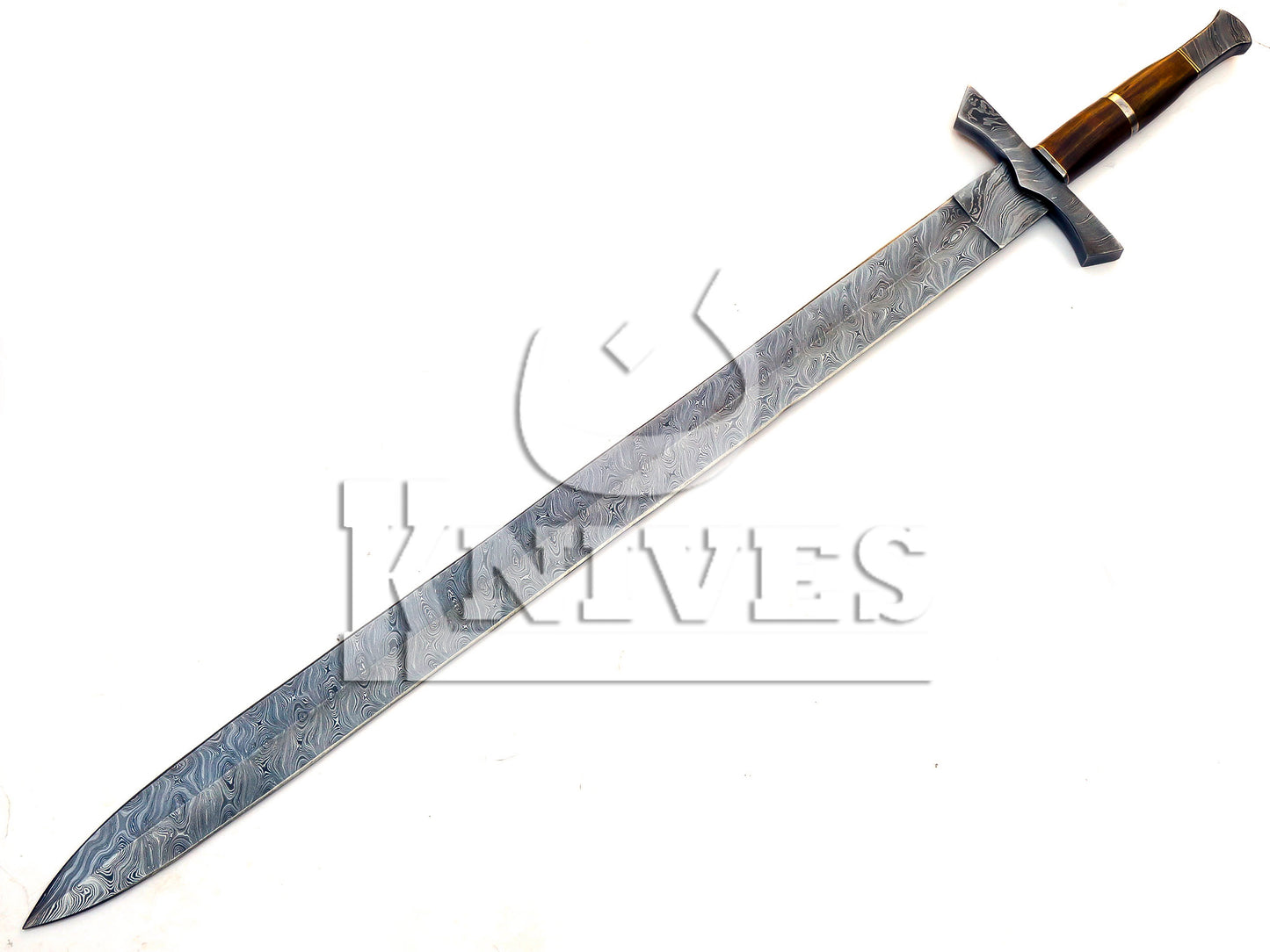 Damascus Steel Viking Sword with wood handle - 32inch