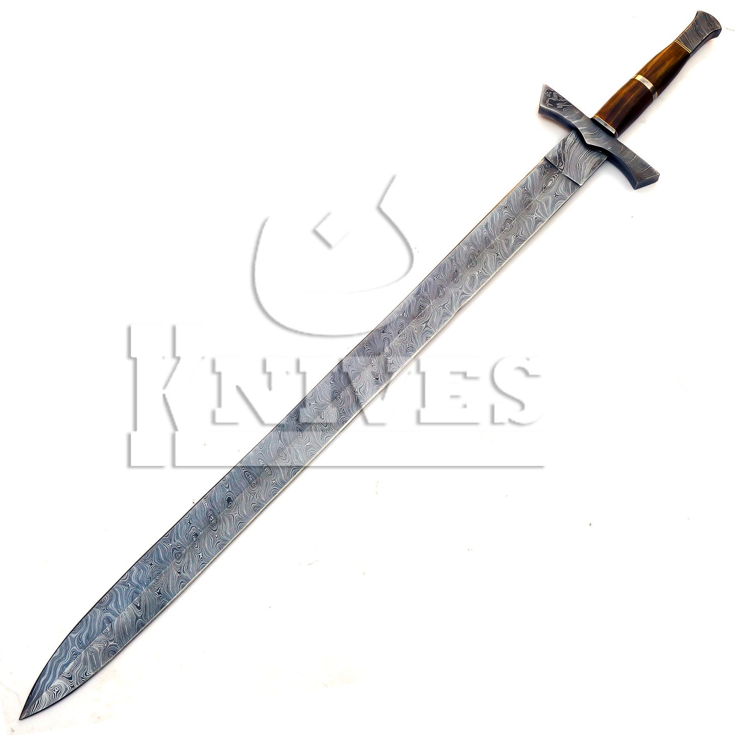 Damascus Steel Viking Sword with wood handle - 32inch