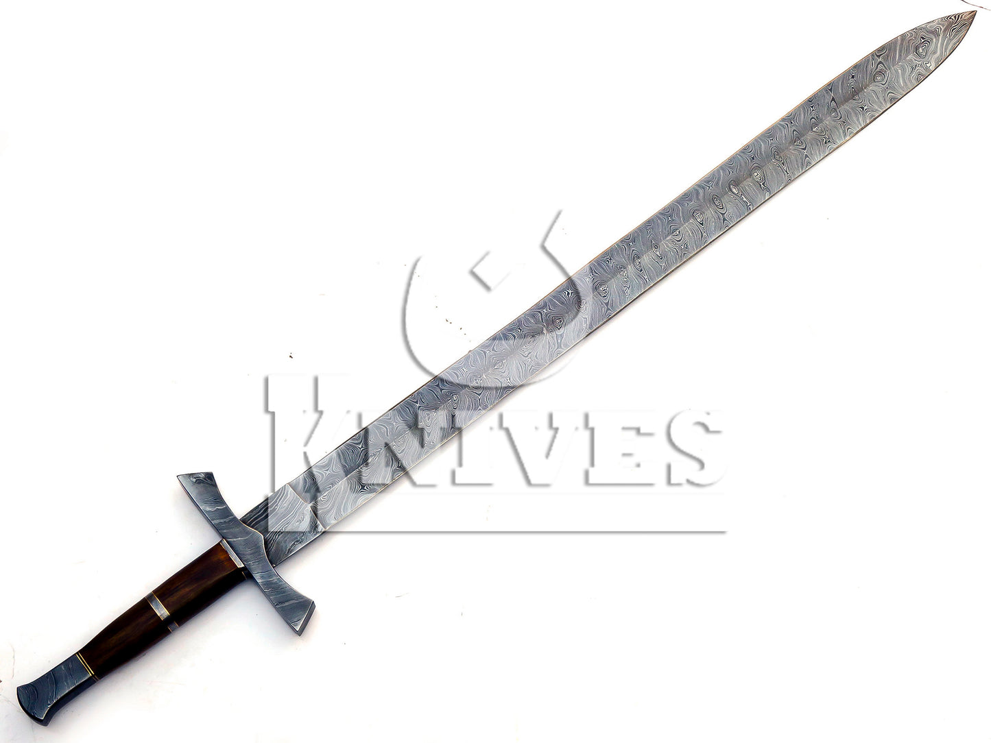 Damascus Steel Viking Sword with wood handle - 32inch