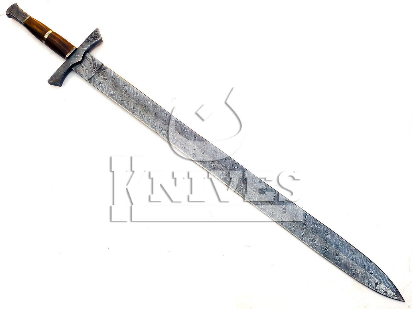 Damascus Steel Viking Sword with wood handle - 32inch