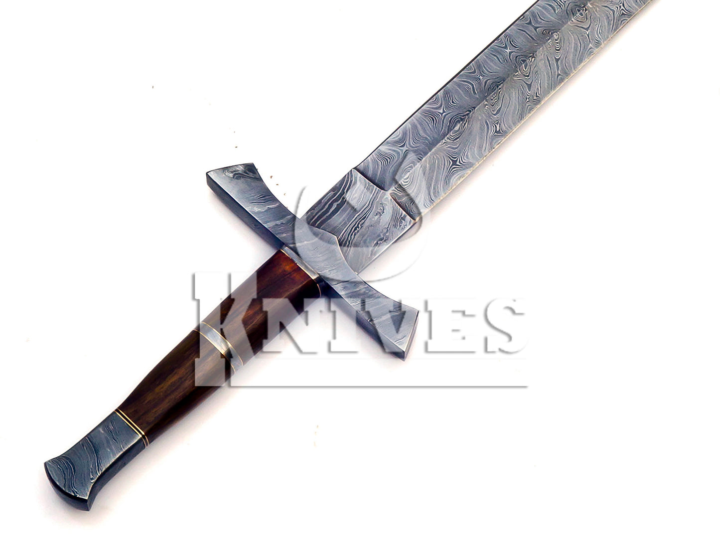 Damascus Steel Viking Sword with wood handle - 32inch