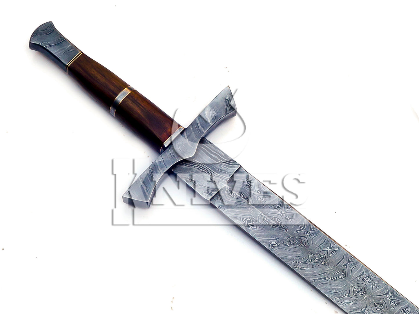 Damascus Steel Viking Sword with wood handle - 32inch