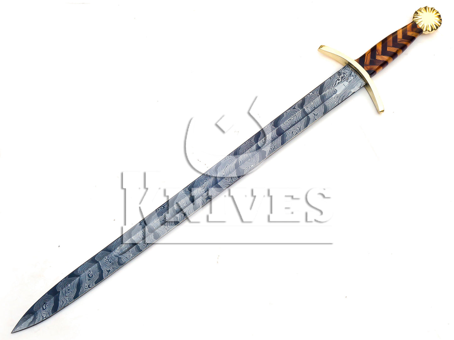 Damascus Steel Viking Sword with Pakka Wood Handle - 32"