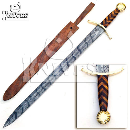 Damascus Steel Viking Sword with Pakka Wood Handle - 32"