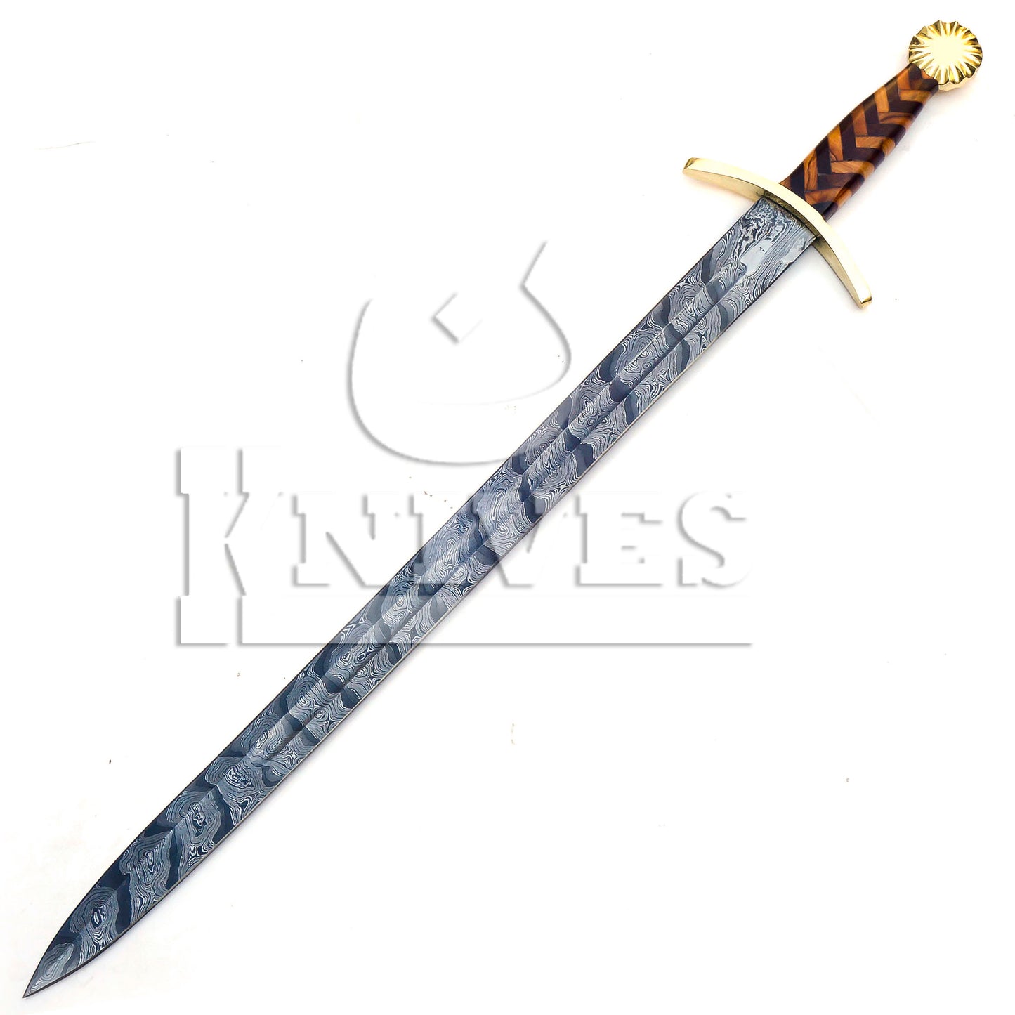 Damascus Steel Viking Sword with Pakka Wood Handle - 32"