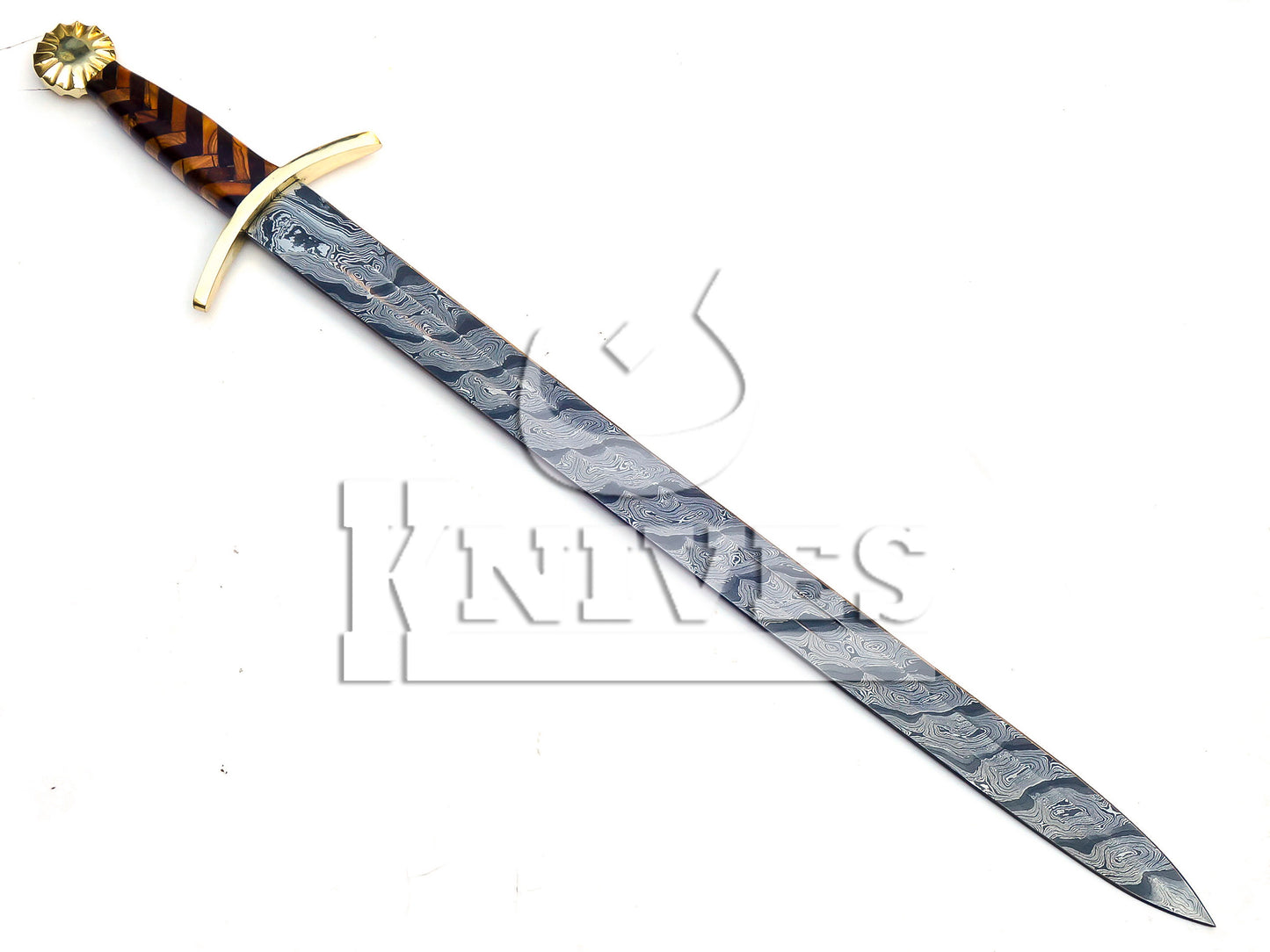 Damascus Steel Viking Sword with Pakka Wood Handle - 32"