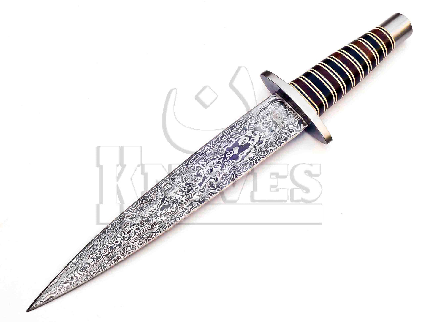 Damascus Steel Dagger with Rose and Olive Wood Handle