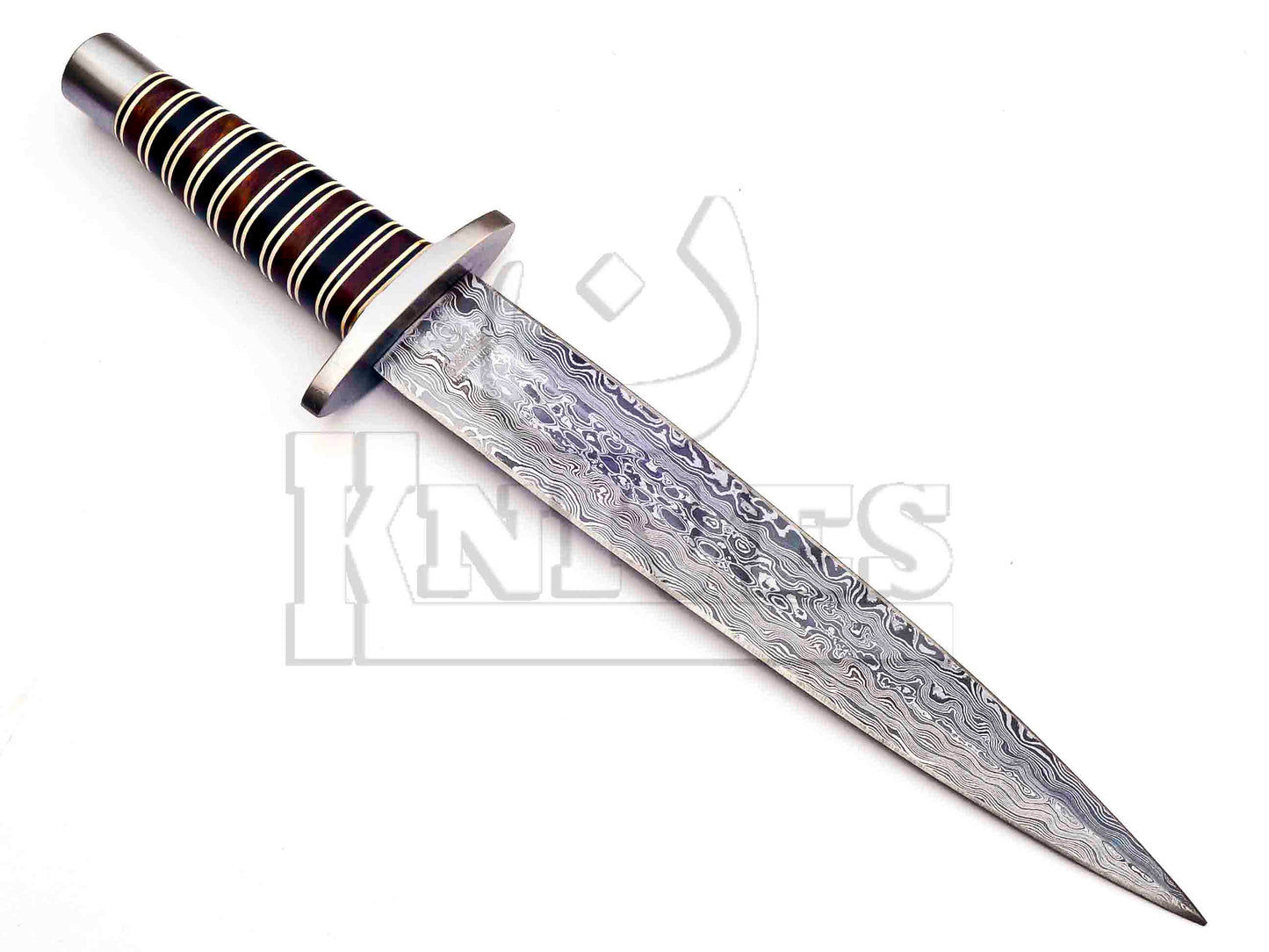 Damascus Steel Dagger with Rose and Olive Wood Handle