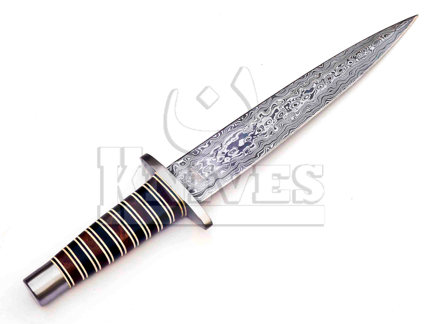 Damascus Steel Dagger with Rose and Olive Wood Handle