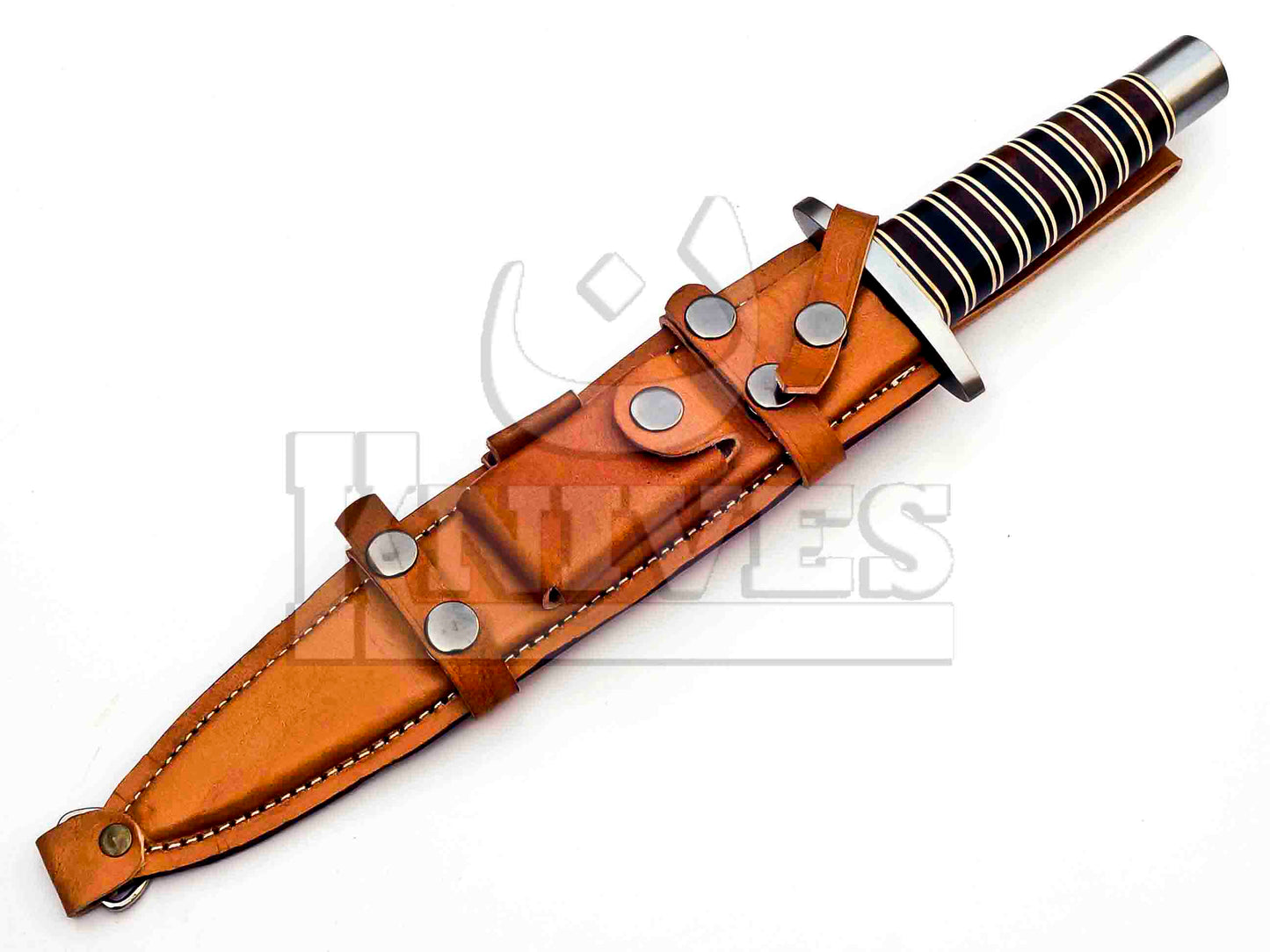 Damascus Steel Dagger with Rose and Olive Wood Handle