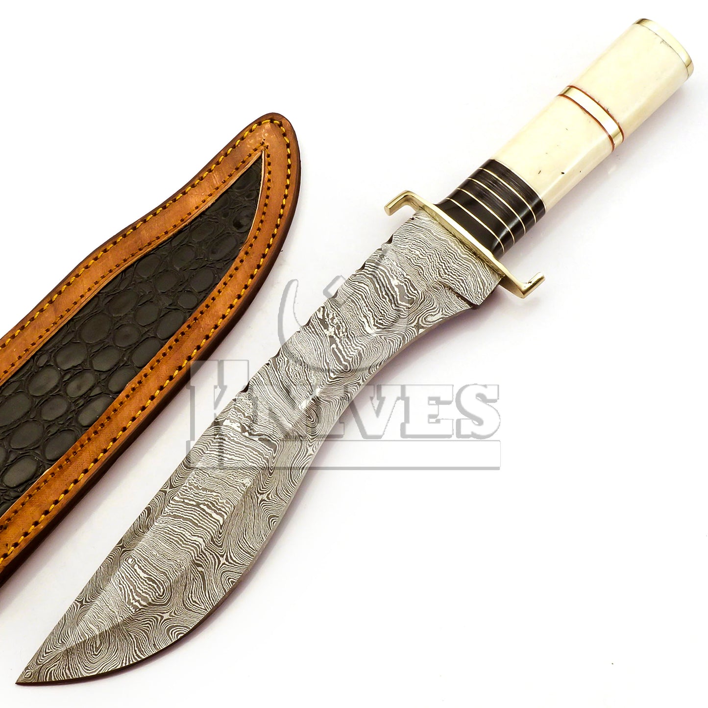 Damascus Steel Kukri Knife with Camel Bone Handle