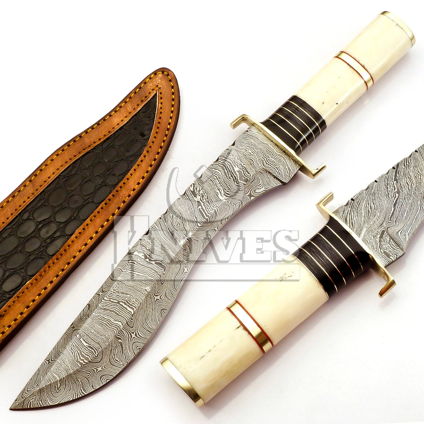 Damascus Steel Kukri Knife with Camel Bone Handle