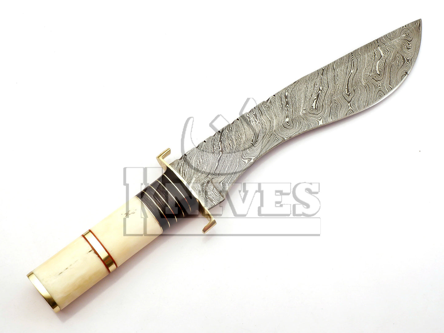 Damascus Steel Kukri Knife with Camel Bone Handle