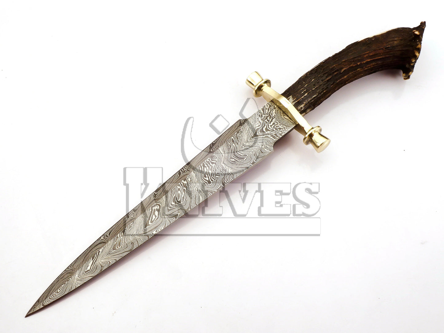 Damasus Steel Dagger with Stag Horn Handle