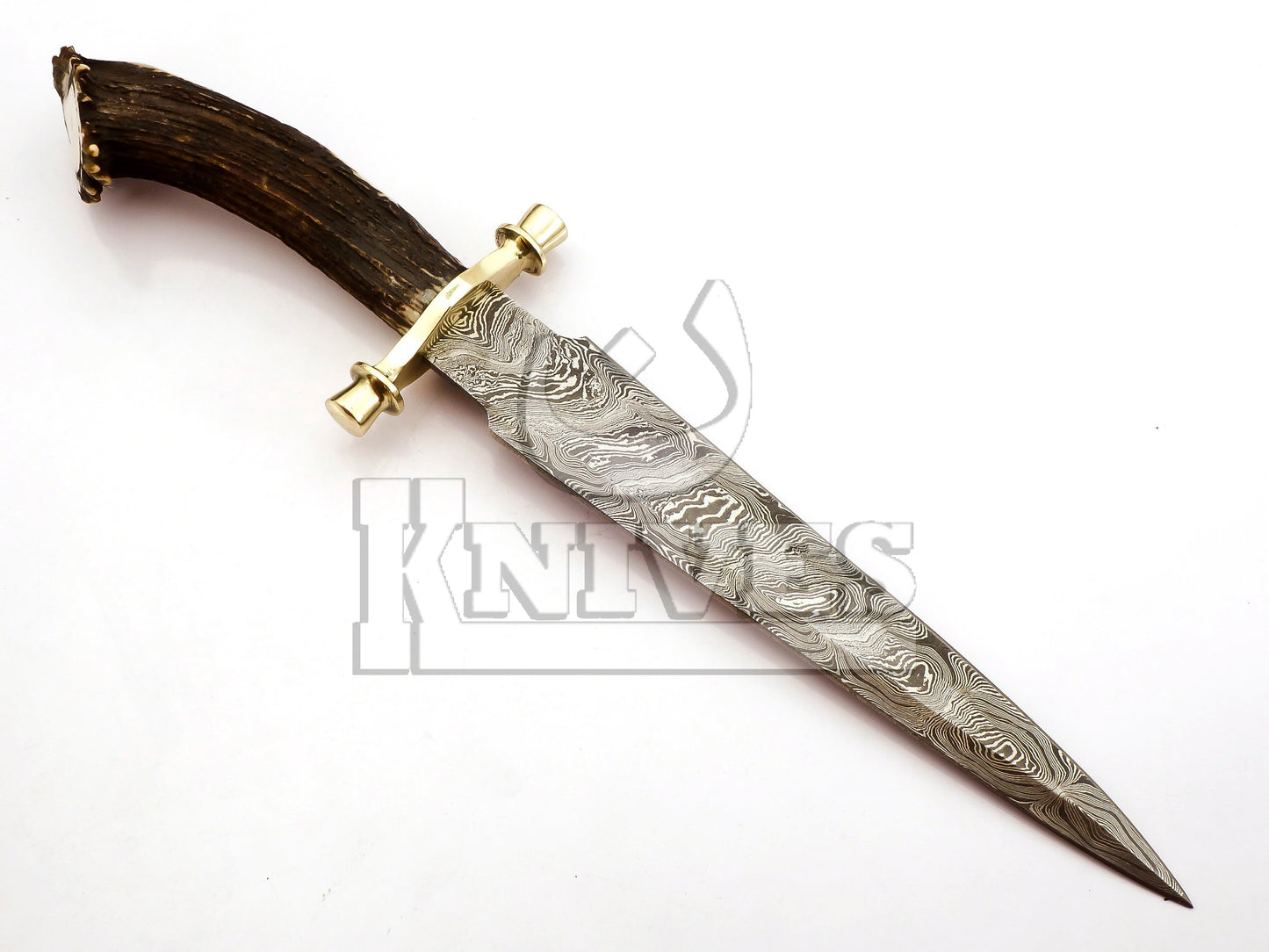 Damasus Steel Dagger with Stag Horn Handle