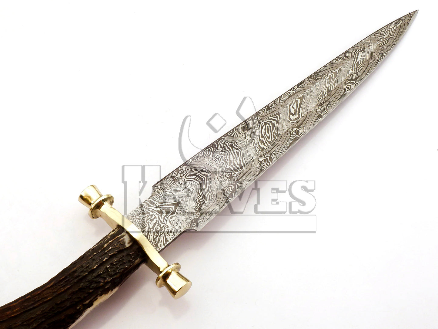 Damasus Steel Dagger with Stag Horn Handle