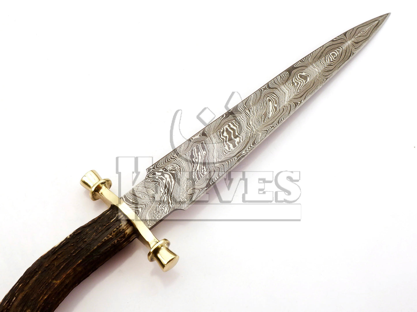 Damasus Steel Dagger with Stag Horn Handle