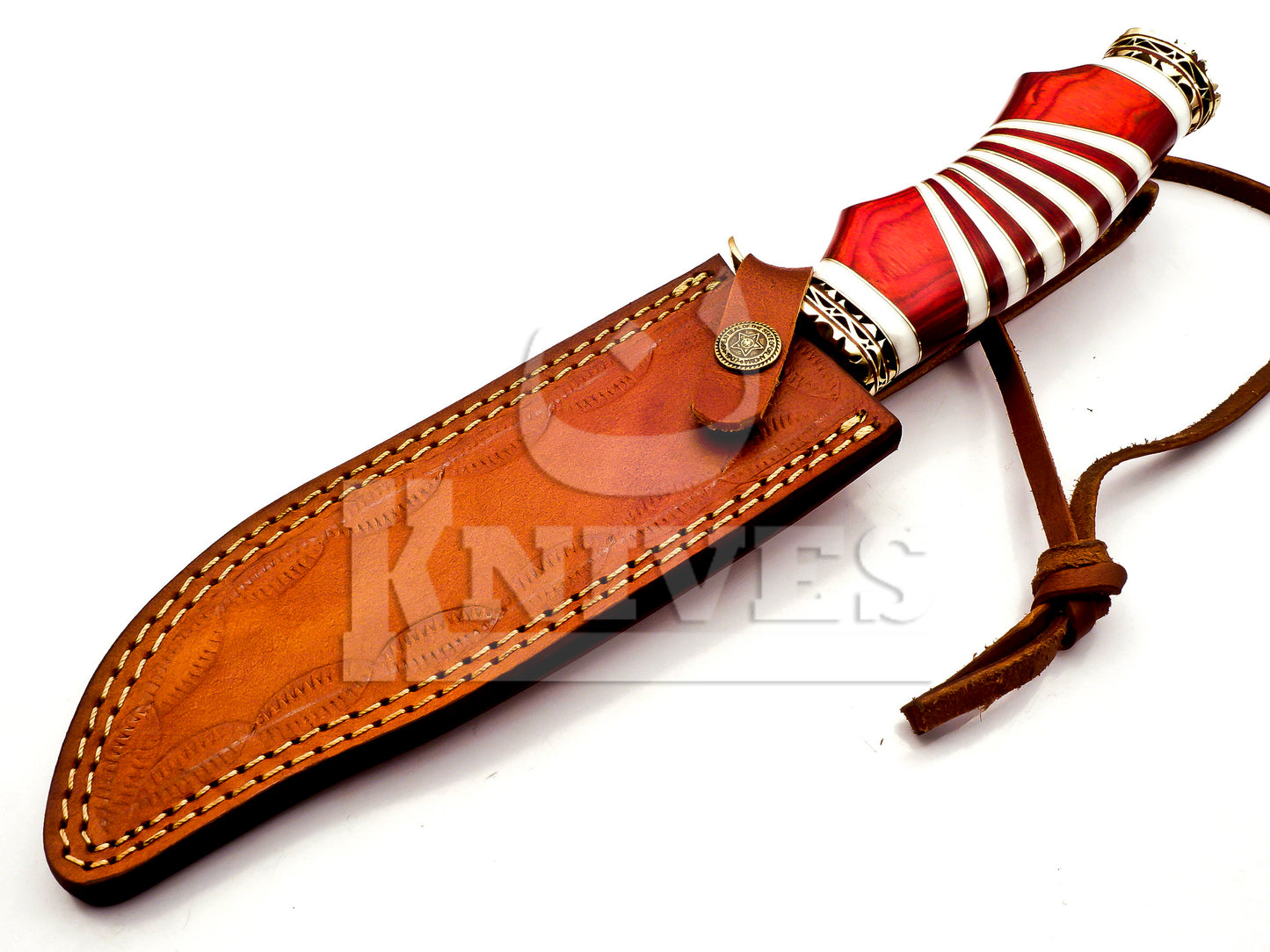 J2 Steel Collectible Bowie Knife with Red Pakka Wood
