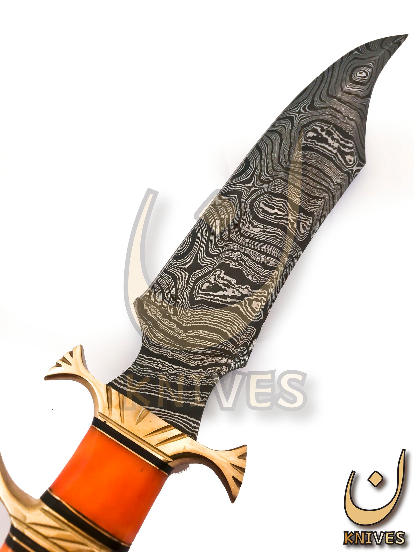 Damascus Steel Bowie with Camel Bone Handle